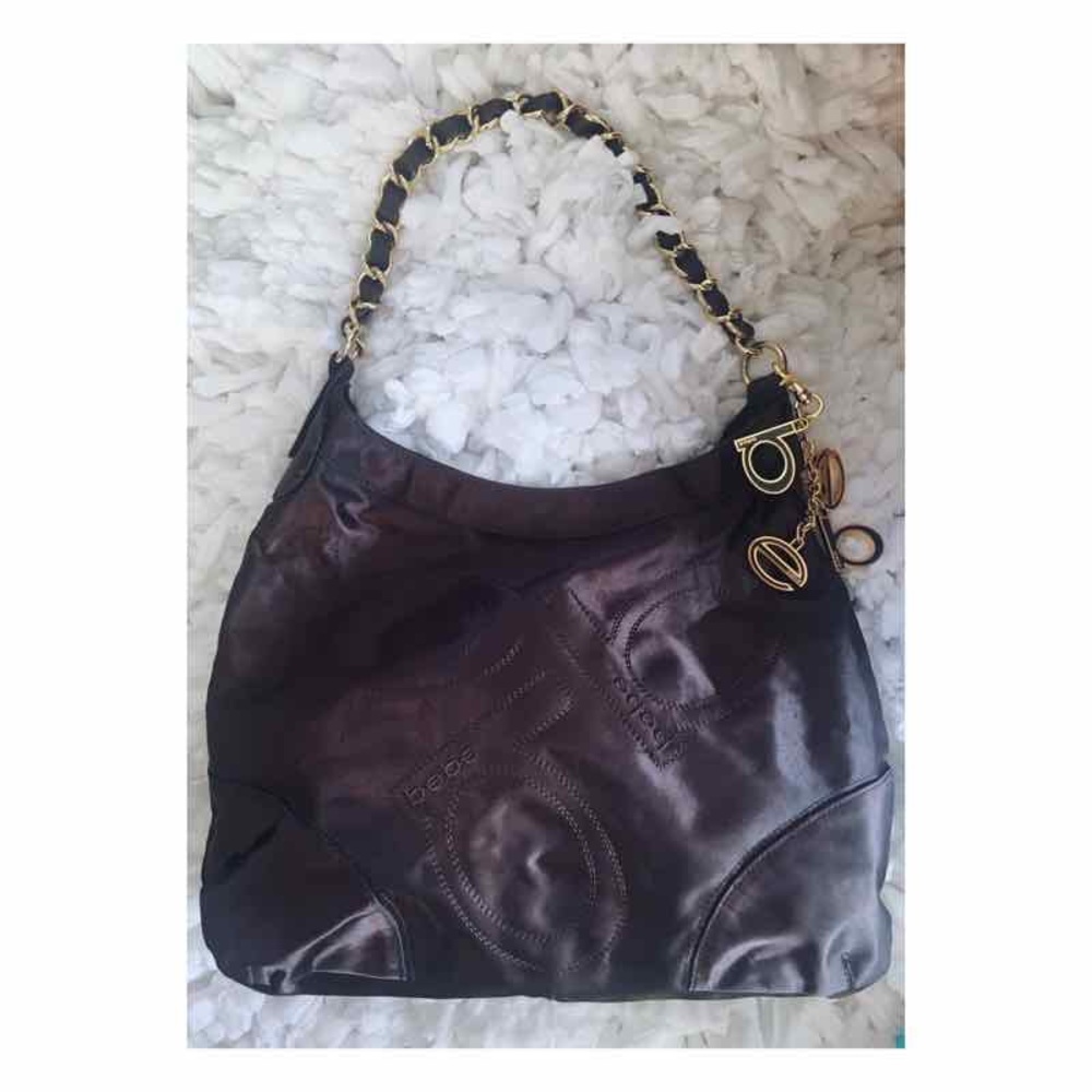 VINTAGE BEBE Espresso  brown satin chain purse